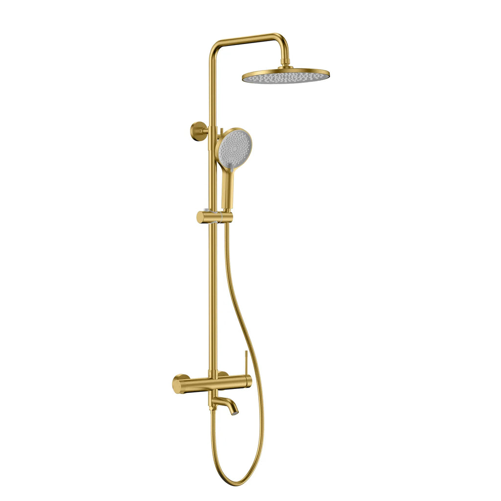 Circular Bathroom Shower Column with Hand Shower and Overhead Shower AB403104 Brushed Gold