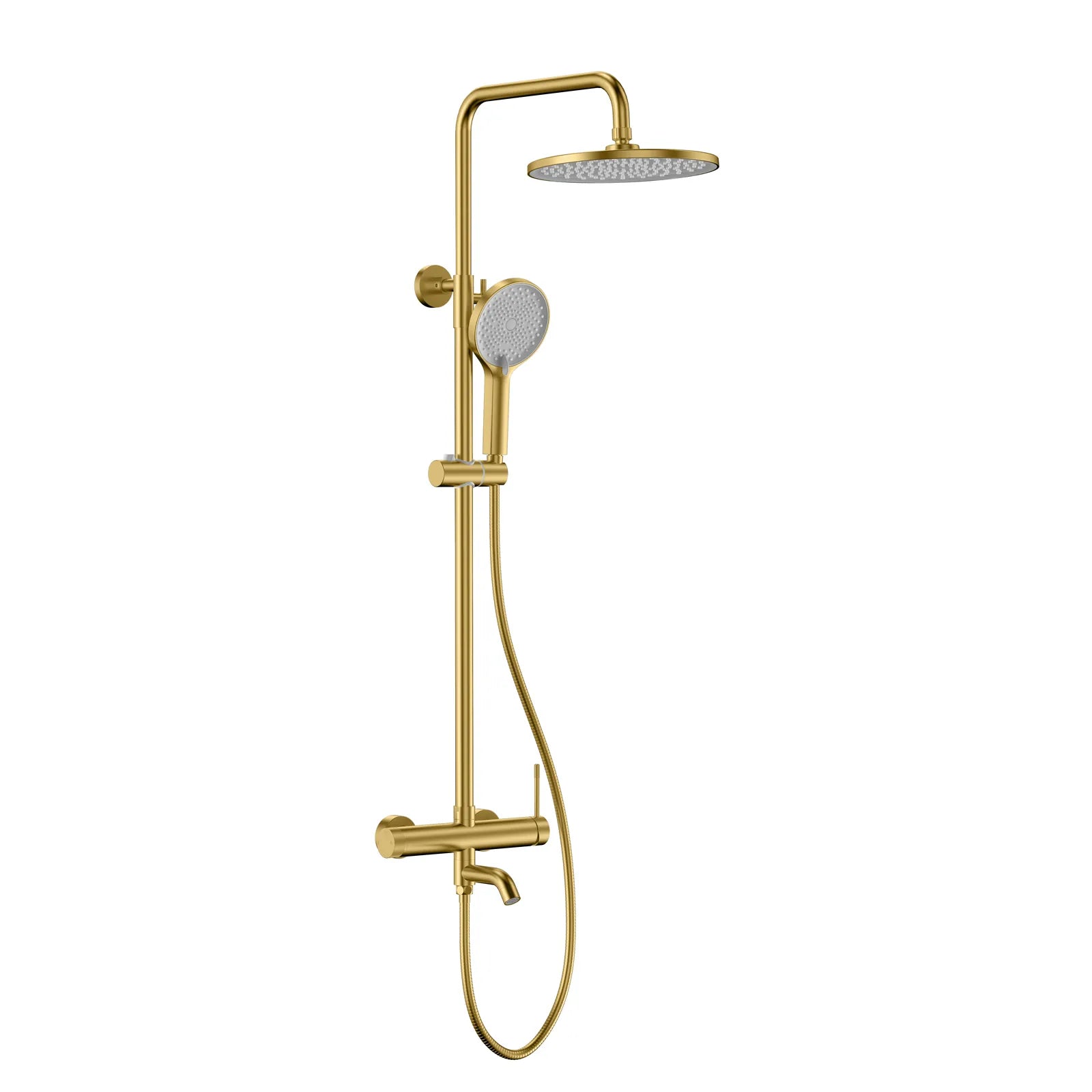 Circular Bathroom Shower Column with Hand Shower and Overhead Shower AB403104 Brushed Gold