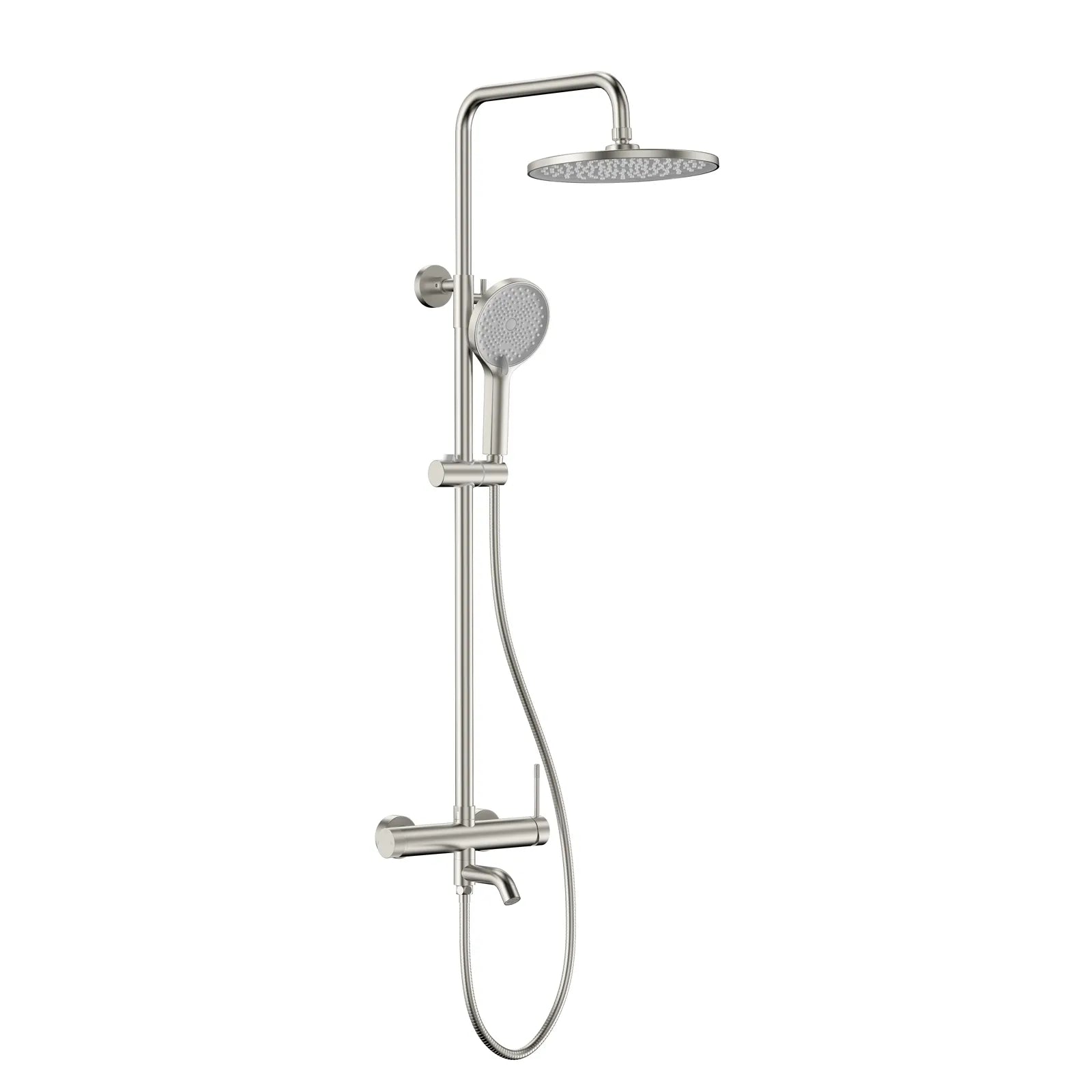 Circular Bathroom Shower Column with Hand Shower and Overhead Shower AB403104 Brushed Nickel