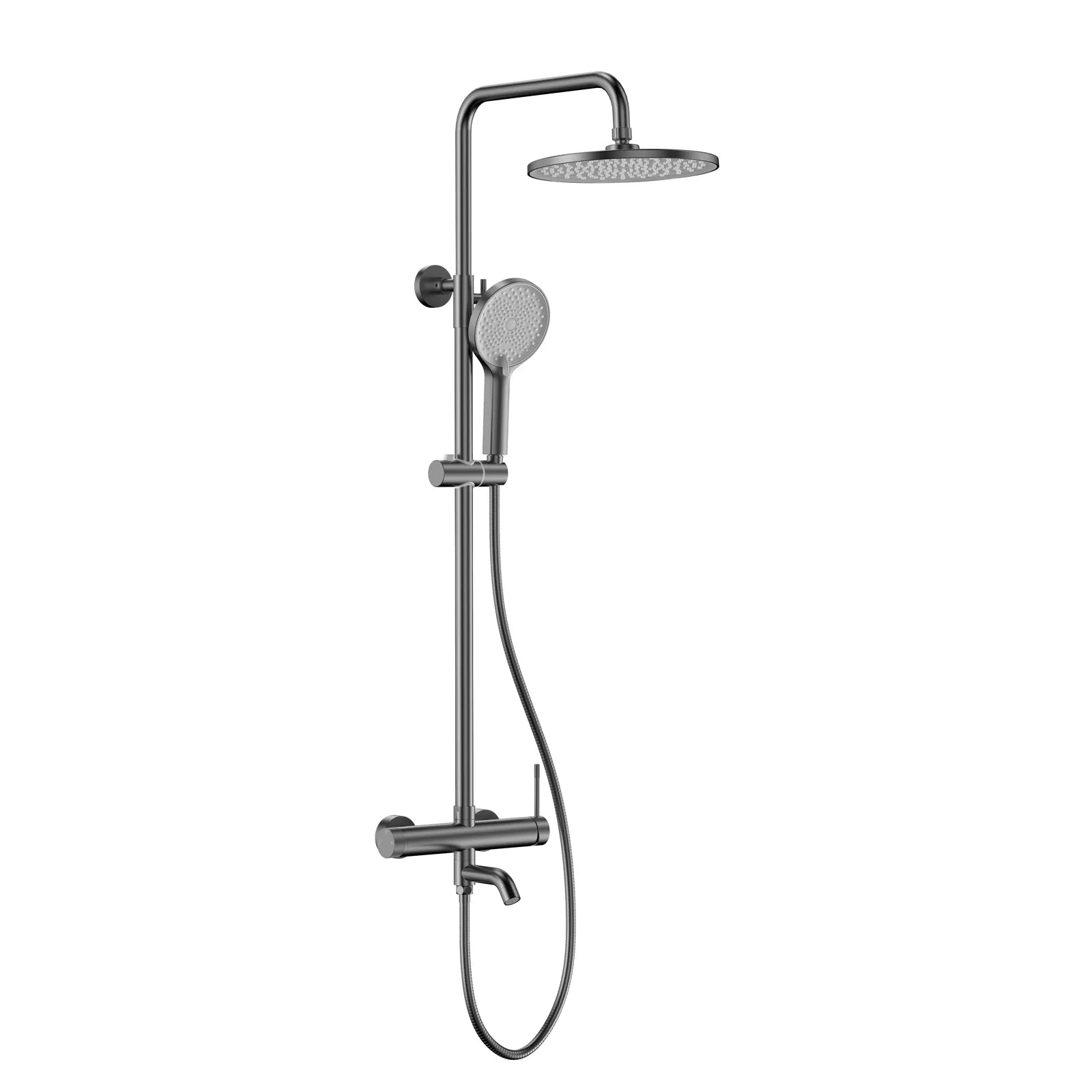 Circular Bathroom Shower Column with Hand Shower and Overhead Shower AB403104 Brushed Gun Metal