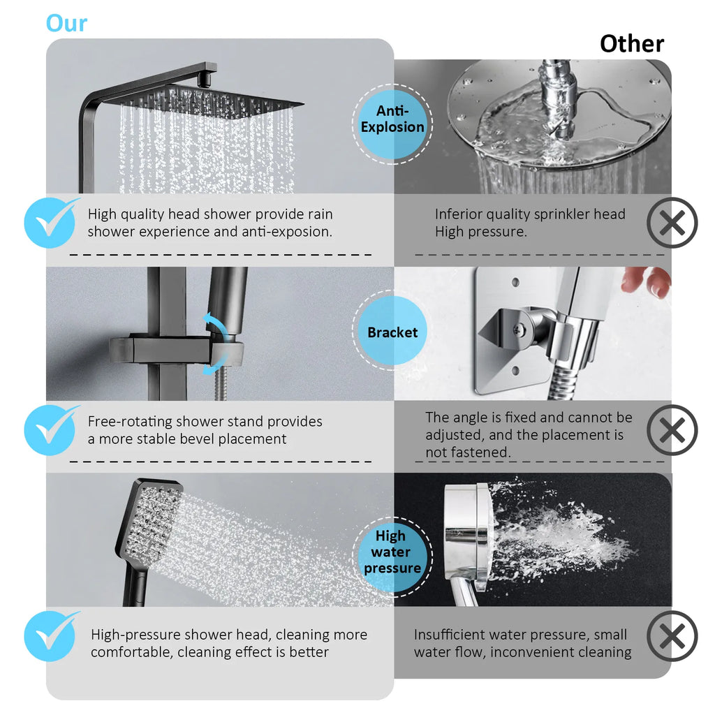 3 Way Thermostatic Shower Column – Brass Body & Multi-Function AB413000