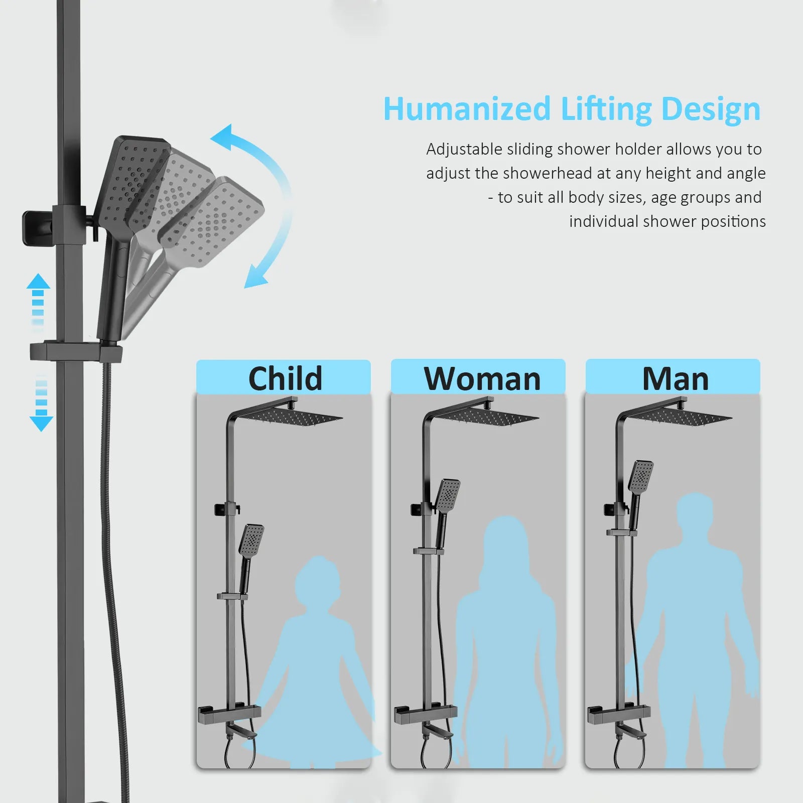 3 Way Thermostatic Shower Column – Brass Body & Multi-Function AB413000