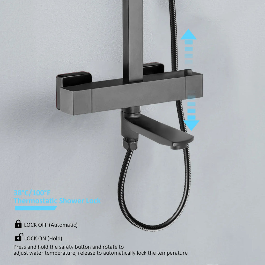 3 Way Thermostatic Shower Column – Brass Body & Multi-Function AB413000