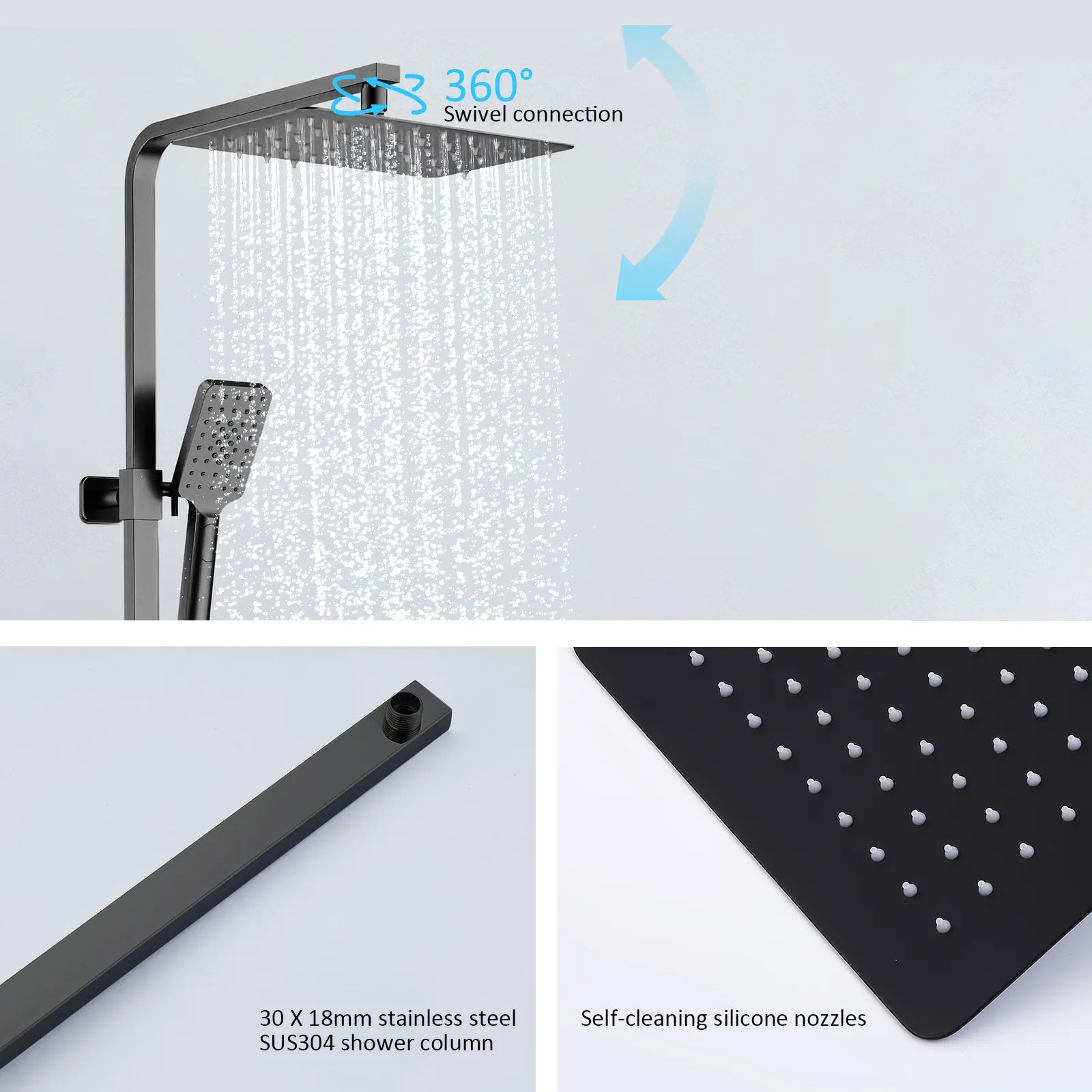 3 Way Thermostatic Shower Column – Brass Body & Multi-Function AB413000