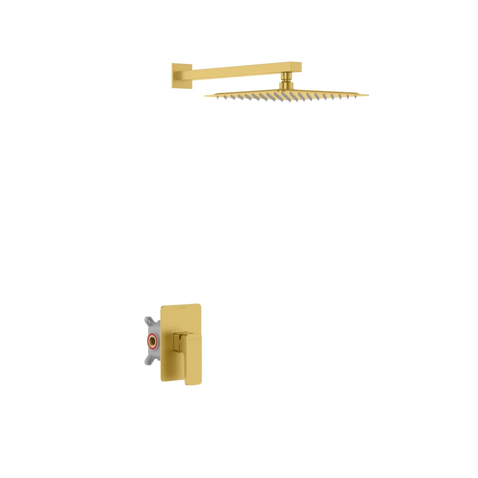 Square Concealed Shower System with 12 Inch Overhead Shower – Single Lever Mixer – AB501007 Brushed Gold