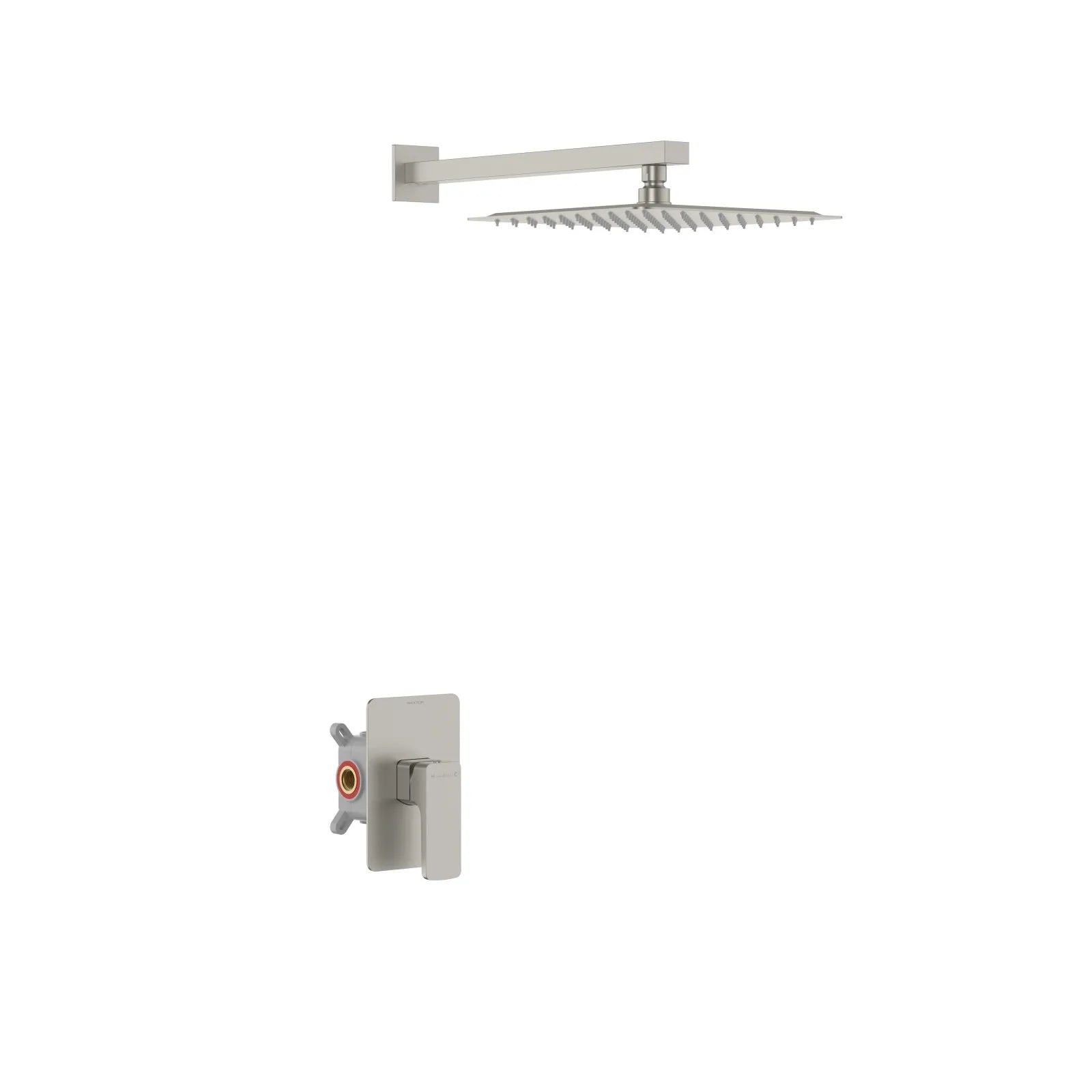 Square Concealed Shower System with 12 Inch Overhead Shower – Single Lever Mixer – AB501007 Brushed Nickel