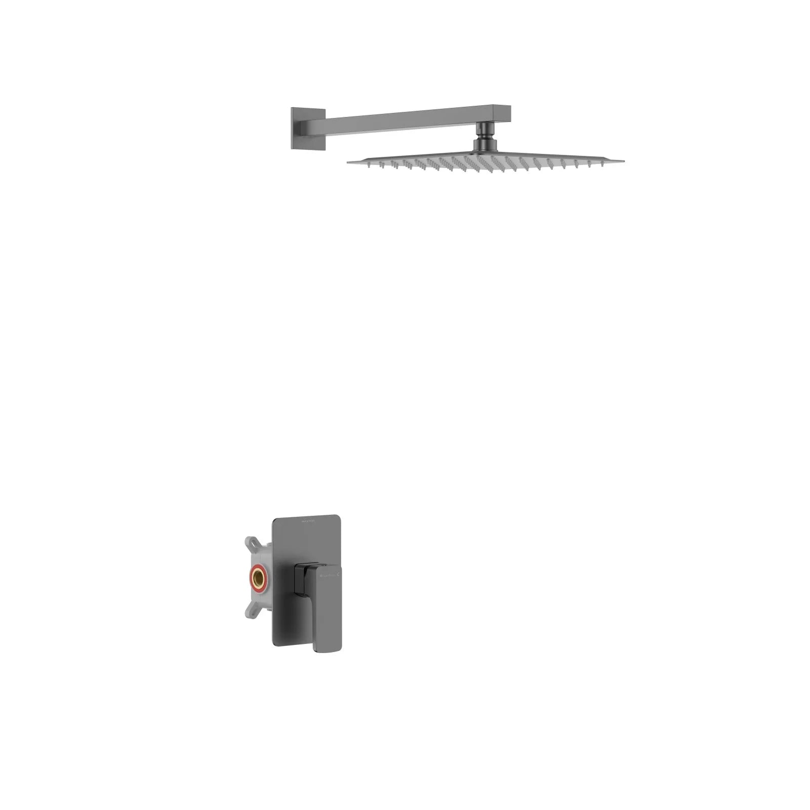 Square Concealed Shower System with 12 Inch Overhead Shower – Single Lever Mixer – AB501007 Brushed Gun Metal