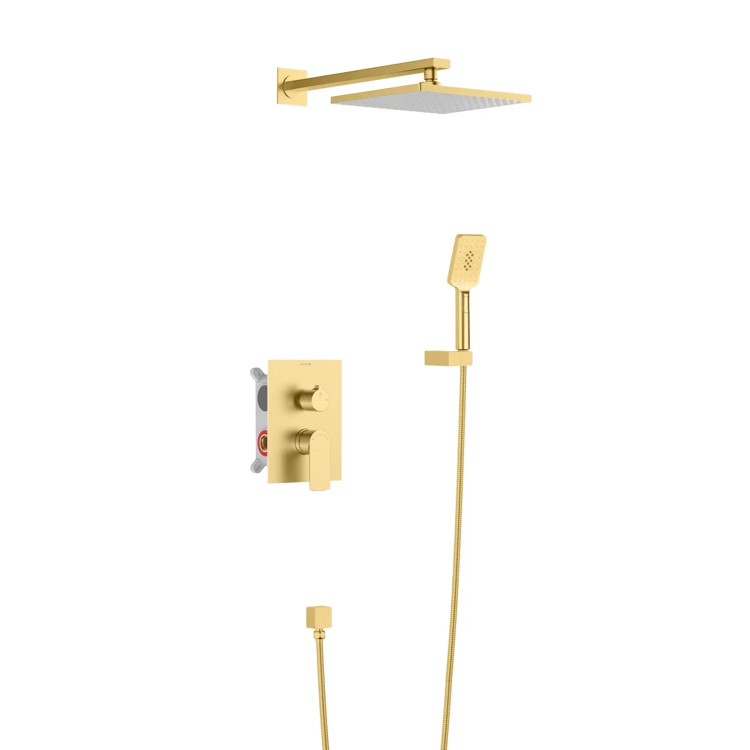 Nile Solid Brass 2-Way Wall Concealed Shower System with Rough-in Box-AB502003 Brushed Gold