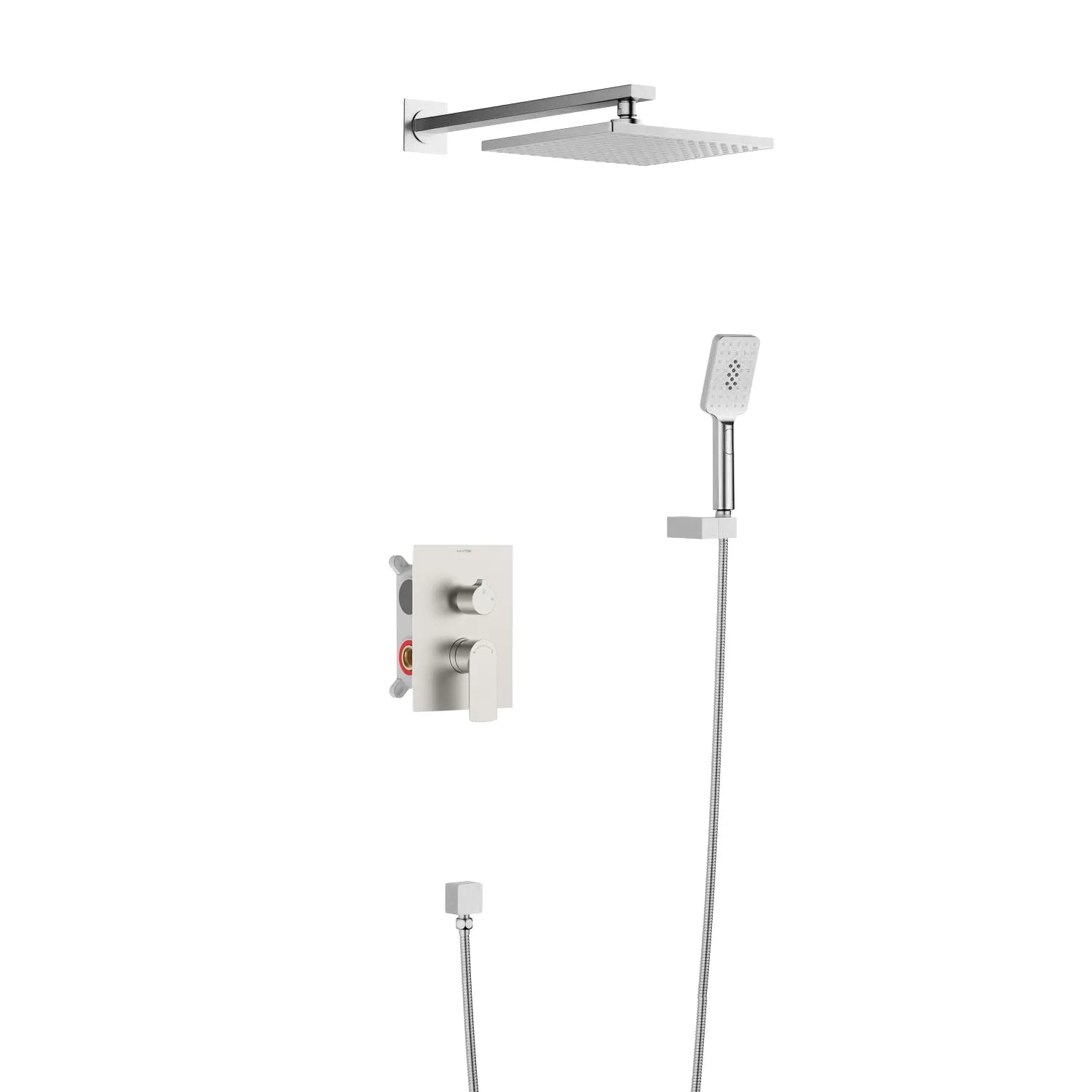 Nile Solid Brass 2-Way Wall Concealed Shower System with Rough-in Box-AB502003 Brushed Nickel