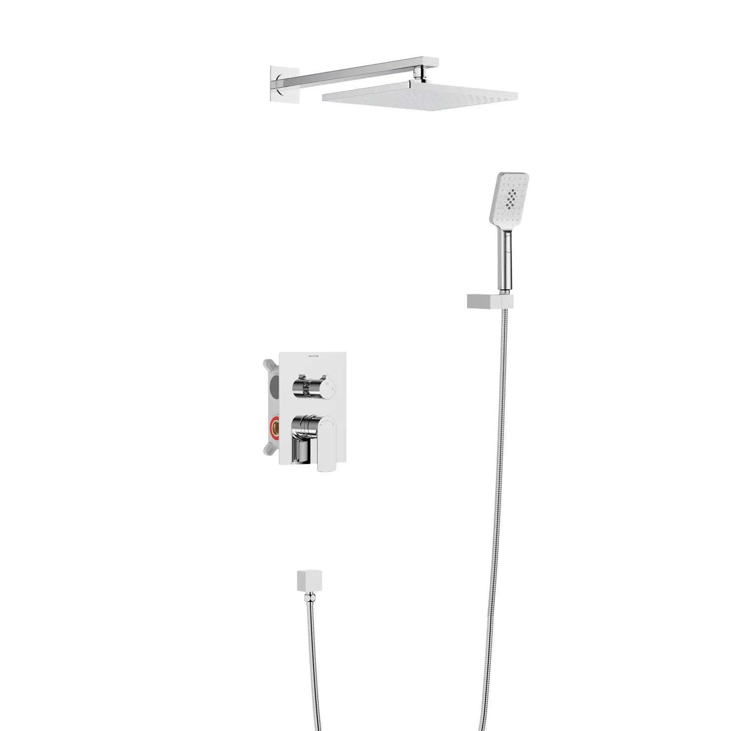 Nile Solid Brass 2-Way Wall Concealed Shower System with Rough-in Box-AB502003 Chrome