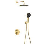 2-Way Wall Concealed Shower System with SUS304 Overhead Shower & 3-Function Hand Shower – AB502006 Brushed Gold