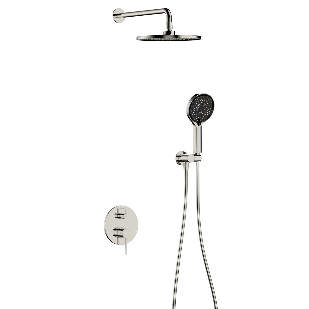 2-Way Wall Concealed Shower System with SUS304 Overhead Shower & 3-Function Hand Shower – AB502006 Brushed Nickel