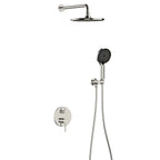 2-Way Wall Concealed Shower System with SUS304 Overhead Shower & 3-Function Hand Shower – AB502006 Brushed Nickel