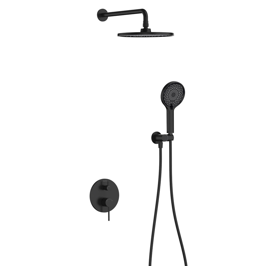 2-Way Wall Concealed Shower System with SUS304 Overhead Shower & 3-Function Hand Shower – AB502006 Matte Black