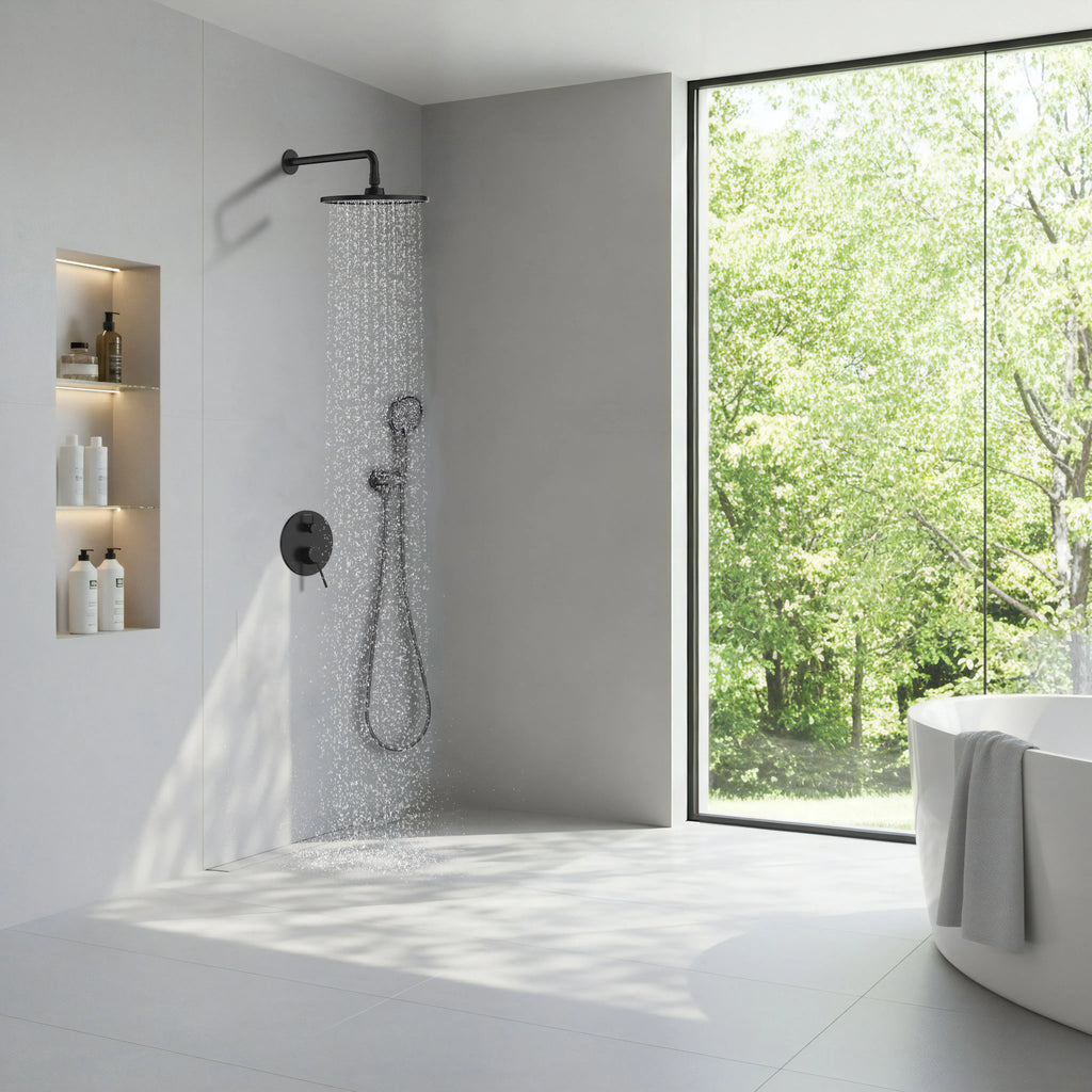 2-Way Wall Concealed Shower System with SUS304 Overhead Shower & 3-Function Hand Shower – AB502006