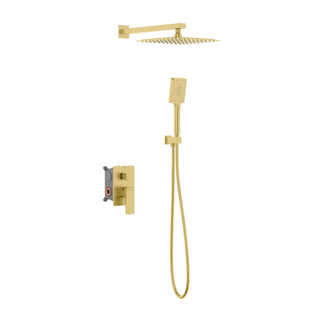Square Concealed Shower System with Hand Shower – Two Way Diverter Shower Set – AB502007 Brushed Gold