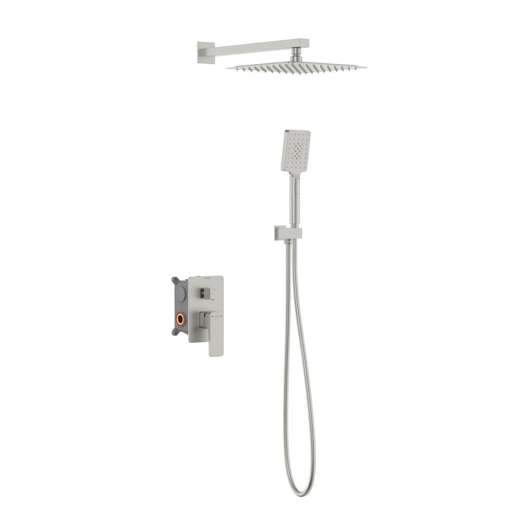 Square Concealed Shower System with Hand Shower – Two Way Diverter Shower Set – AB502007 Brushed Nickel