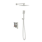 Square Concealed Shower System with Hand Shower – Two Way Diverter Shower Set – AB502007 Brushed Nickel