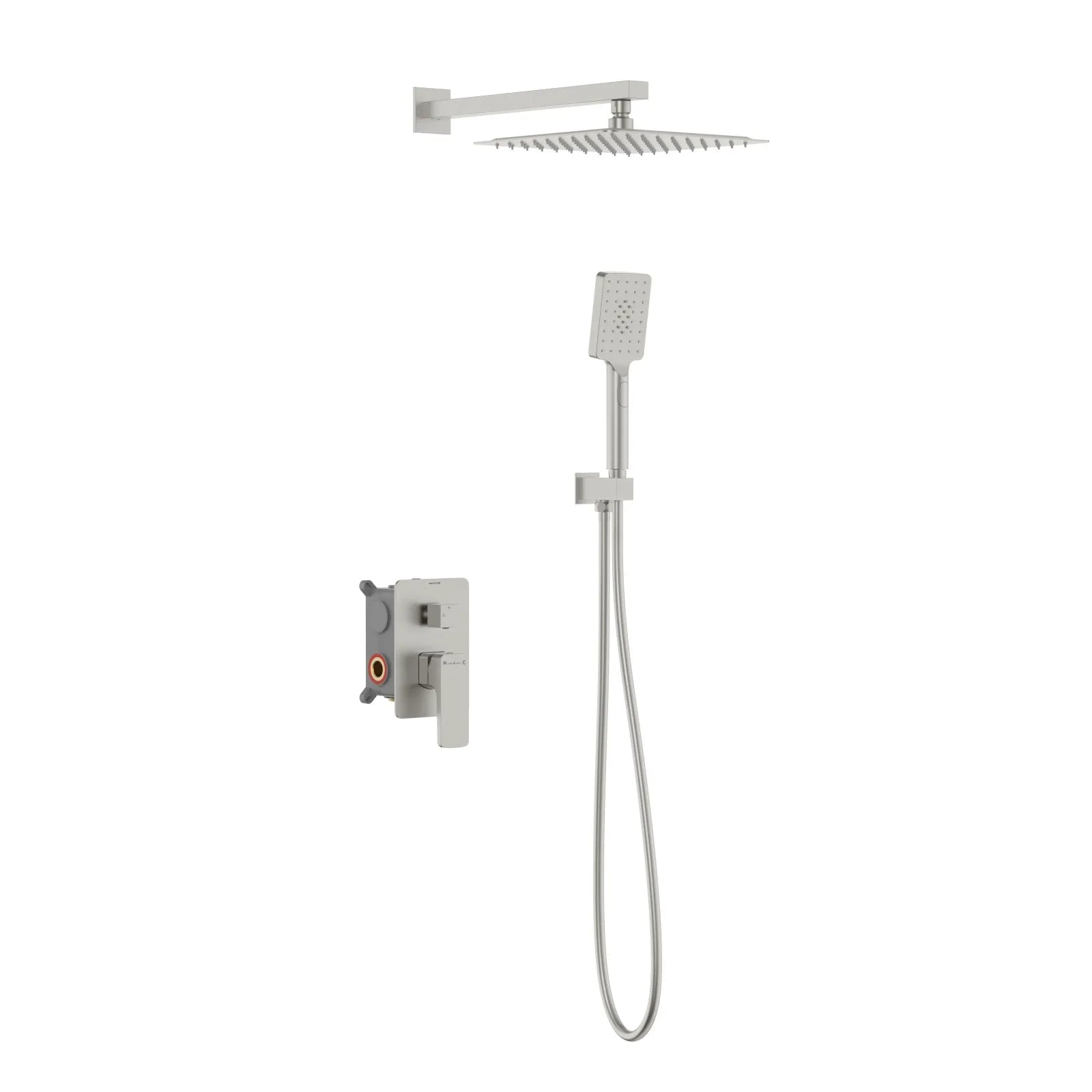 Square Concealed Shower System with Hand Shower – Two Way Diverter Shower Set – AB502007 Brushed Nickel