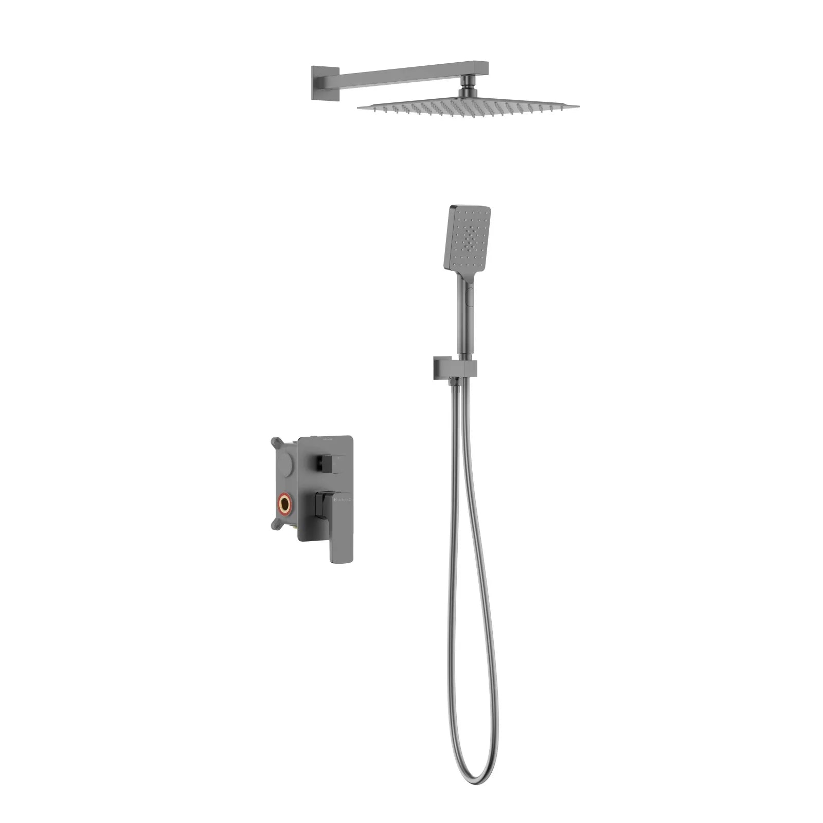 Square Concealed Shower System with Hand Shower – Two Way Diverter Shower Set – AB502007 Brushed Gun Metal