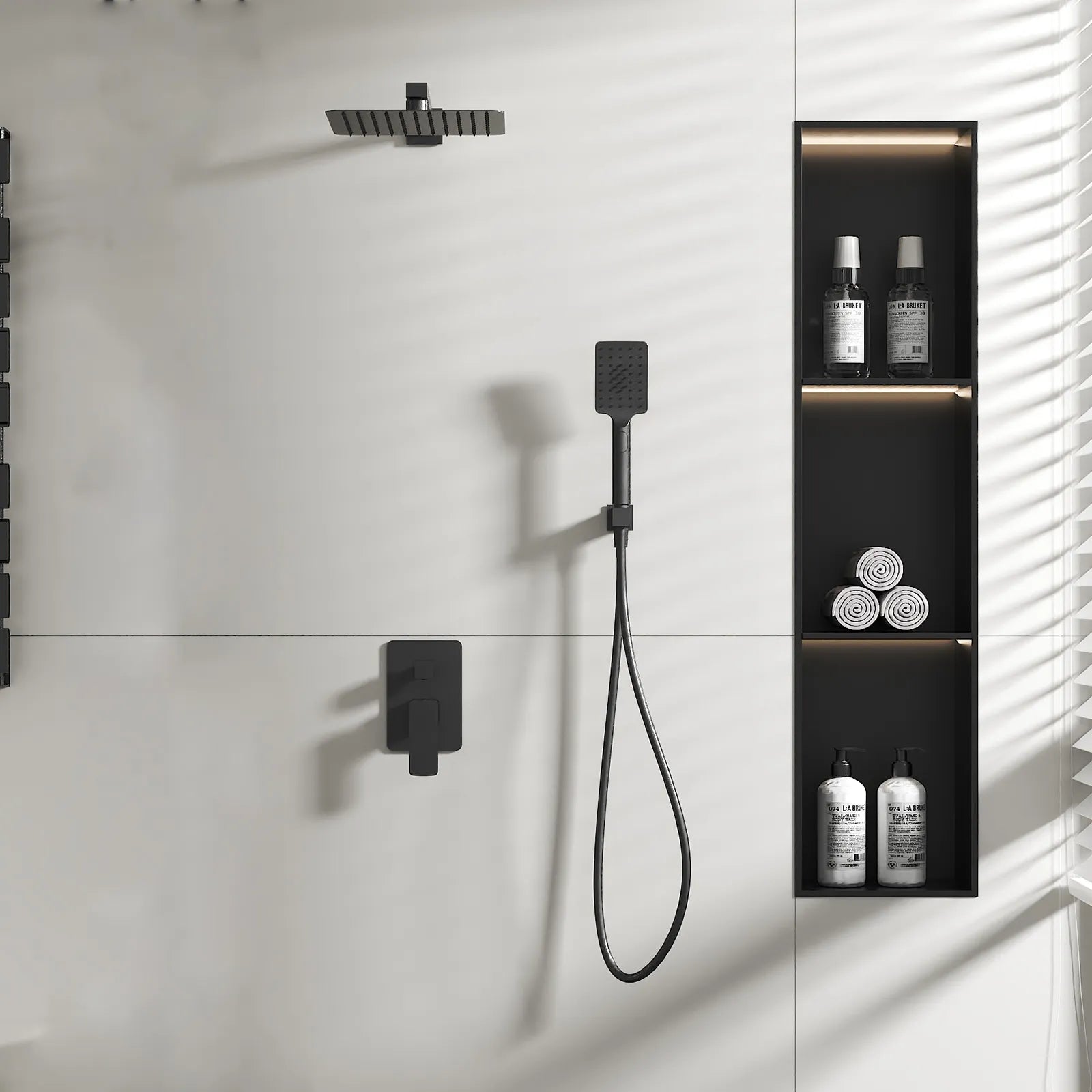 Square Concealed Shower System with Hand Shower – Two Way Diverter Shower Set – AB502007