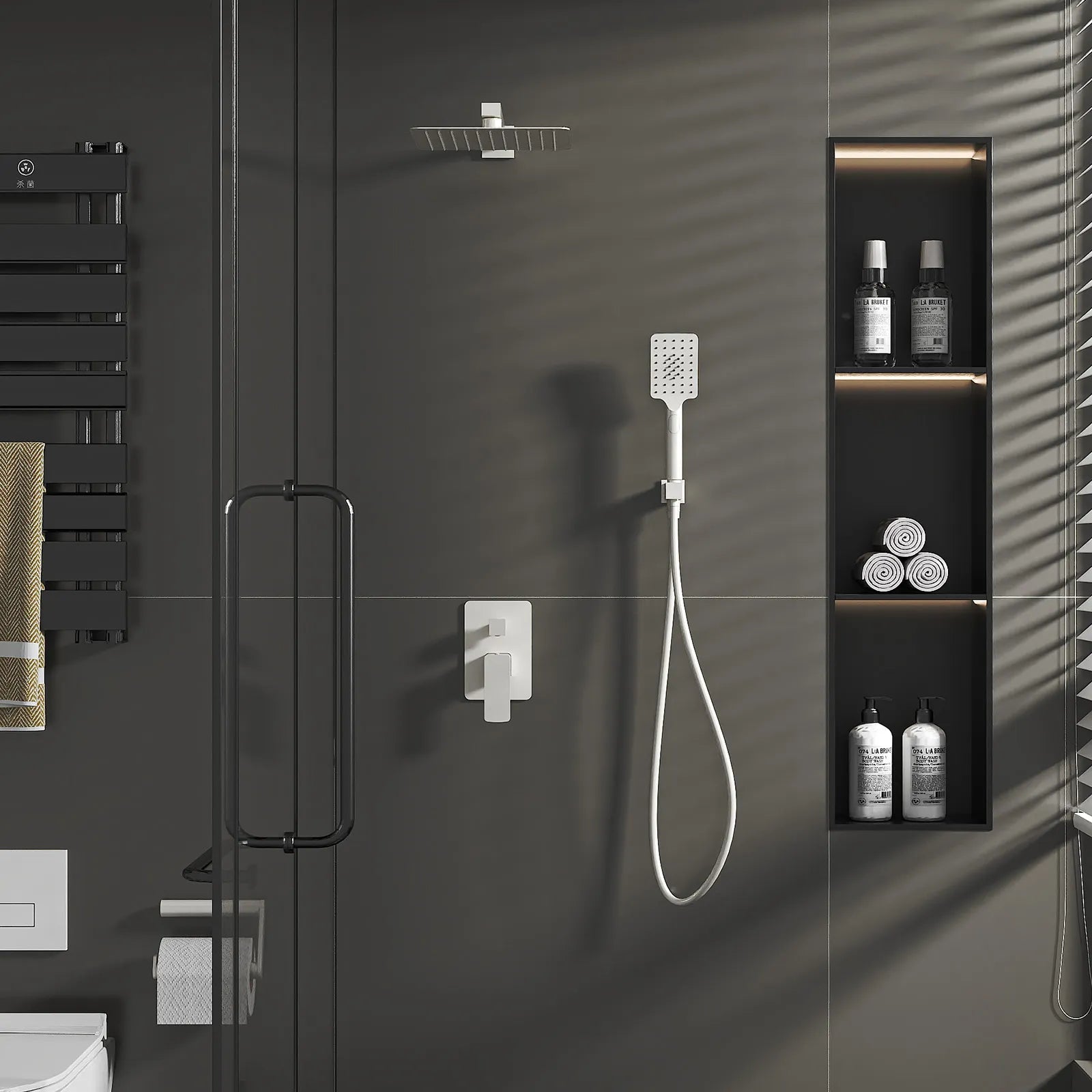 Square Concealed Shower System with Hand Shower – Two Way Diverter Shower Set – AB502007