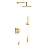 2 Way Wall Concealed Pressure Balance Shower System with Box and Trim Plate Kit – Rain Shower & Hand Shower – AB502033 Brushed Gold