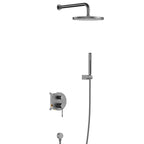 2 Way Wall Concealed Pressure Balance Shower System with Box and Trim Plate Kit – Rain Shower & Hand Shower – AB502033 Brushed Gun Metal
