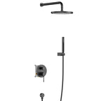 2 Way Wall Concealed Pressure Balance Shower System with Box and Trim Plate Kit – Rain Shower & Hand Shower – AB502033 Matte Black