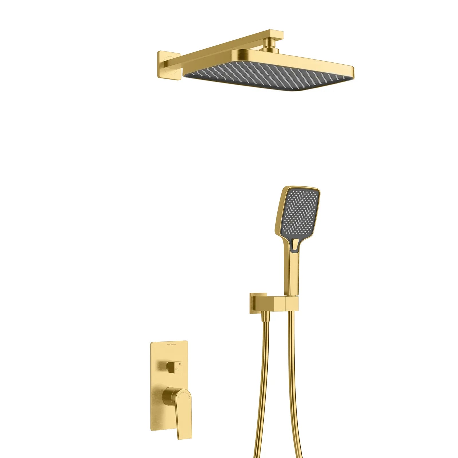 MAXTOR 2 Way Wall Concealed Pressure Balance Shower System with Box & Trim Plate Kit-AB502064 Brushed Gold