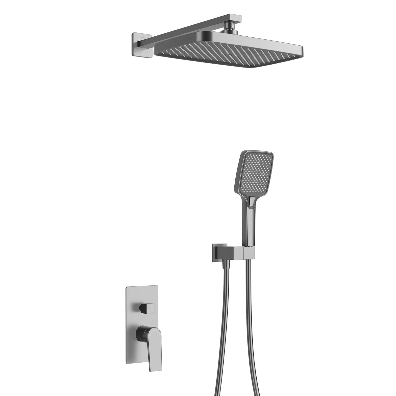 MAXTOR 2 Way Wall Concealed Pressure Balance Shower System with Box & Trim Plate Kit-AB502064 Brushed Gun Metal