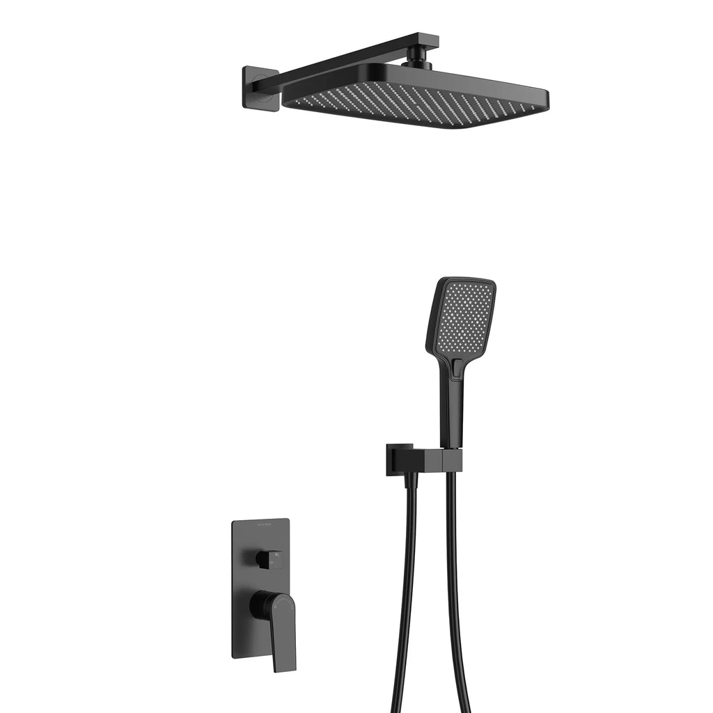 MAXTOR 2 Way Wall Concealed Pressure Balance Shower System with Box & Trim Plate Kit-AB502064 Matte Black