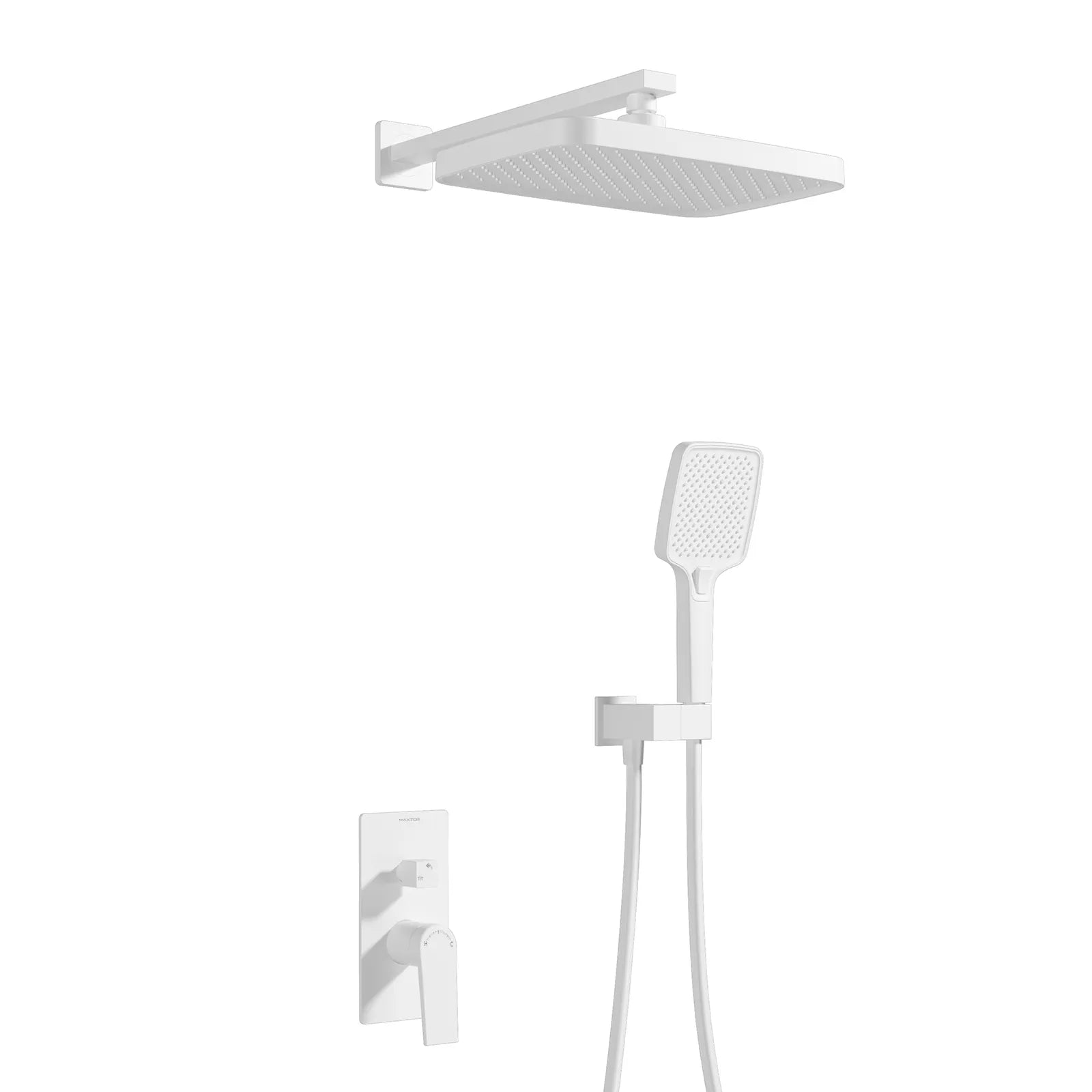 MAXTOR 2 Way Wall Concealed Pressure Balance Shower System with Box & Trim Plate Kit-AB502064 Matte White