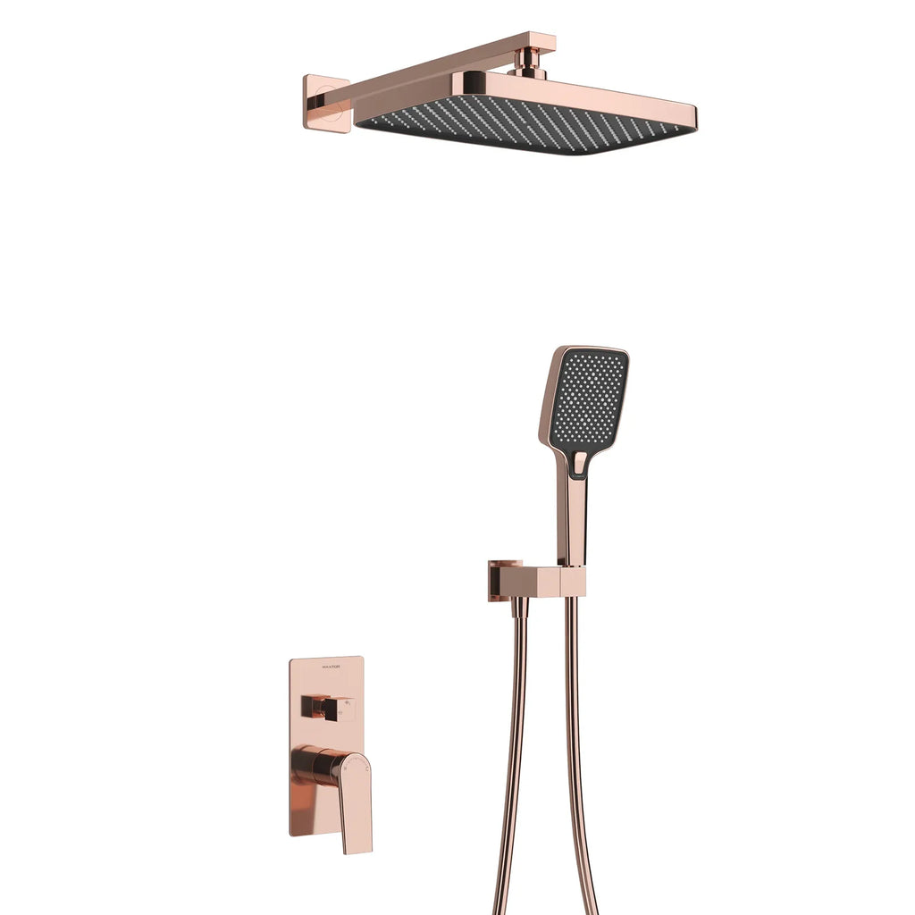 MAXTOR 2 Way Wall Concealed Pressure Balance Shower System with Box & Trim Plate Kit-AB502064 Rose Gold