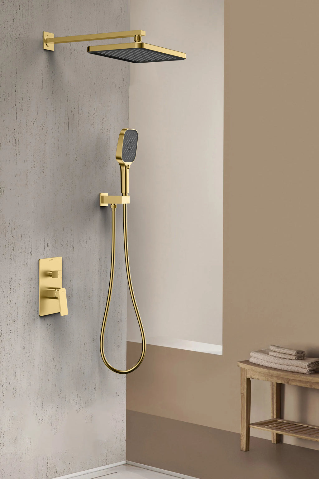 MAXTOR 2 Way Wall Concealed Pressure Balance Shower System with Overhead Rain Shower & Hand Shower-AB502065