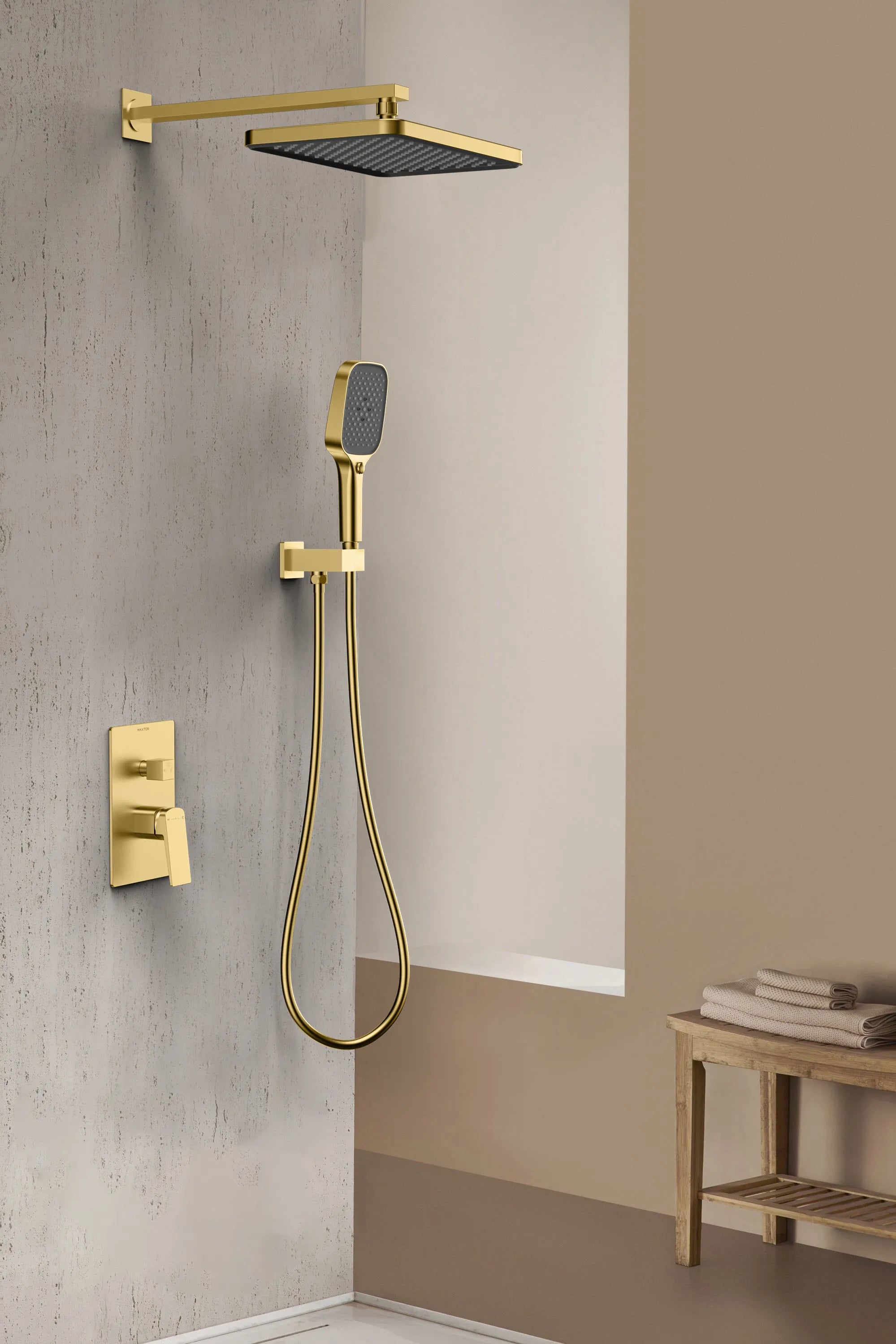 MAXTOR 2 Way Wall Concealed Pressure Balance Shower System with Overhead Rain Shower & Hand Shower-AB502065