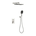 MAXTOR 2 Way Wall Concealed Pressure Balance Shower System with Overhead Rain Shower & Hand Shower-AB502065 Brushed Nickel