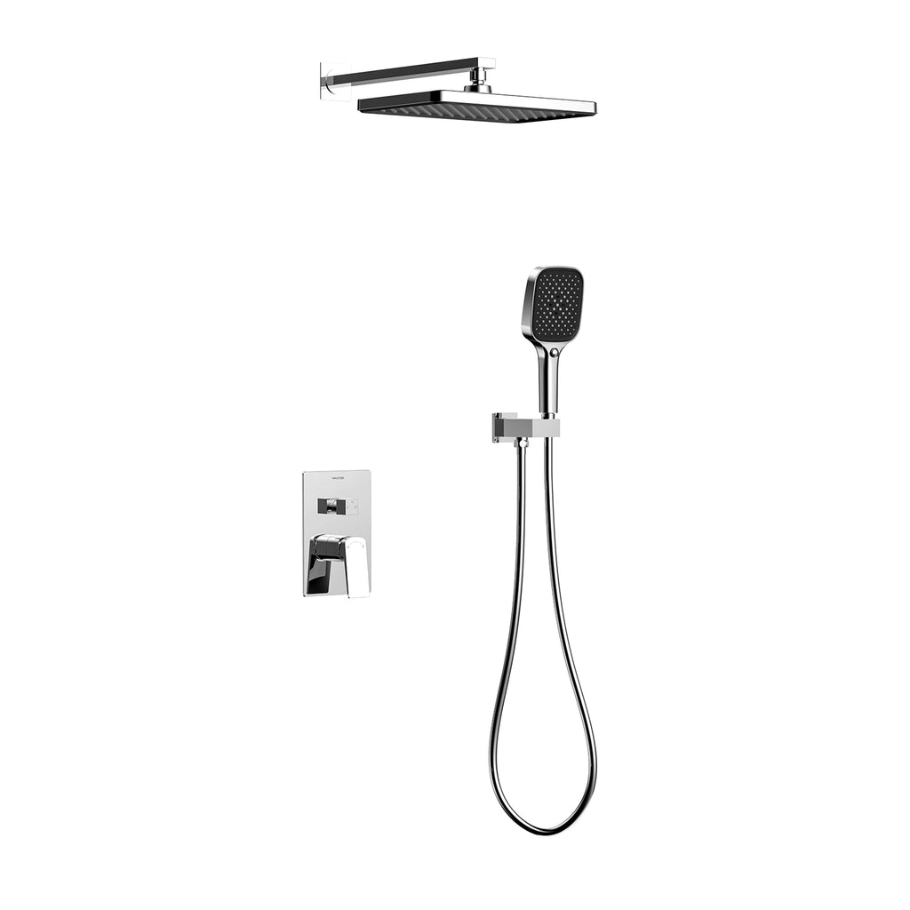 MAXTOR 2 Way Wall Concealed Pressure Balance Shower System with Overhead Rain Shower & Hand Shower-AB502065 Chrome