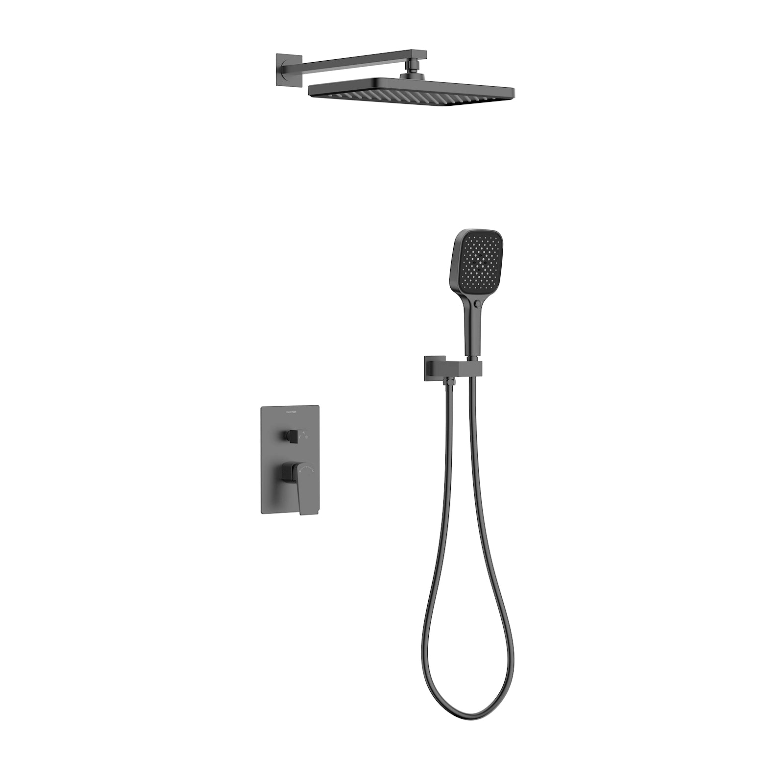 MAXTOR 2 Way Wall Concealed Pressure Balance Shower System with Overhead Rain Shower & Hand Shower-AB502065 Brushed Gun Metal