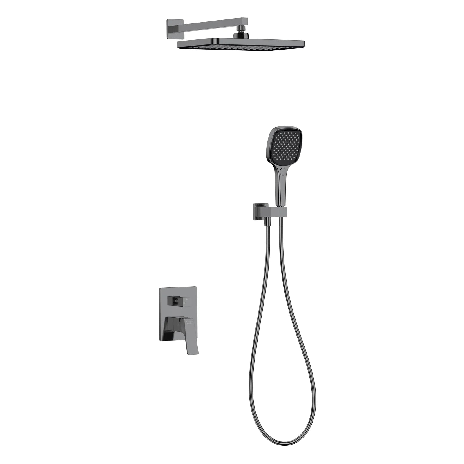 2 Way Wall Concealed Shower System With Brass Mixer & Shower-AB502068 Brushed Gun Metal