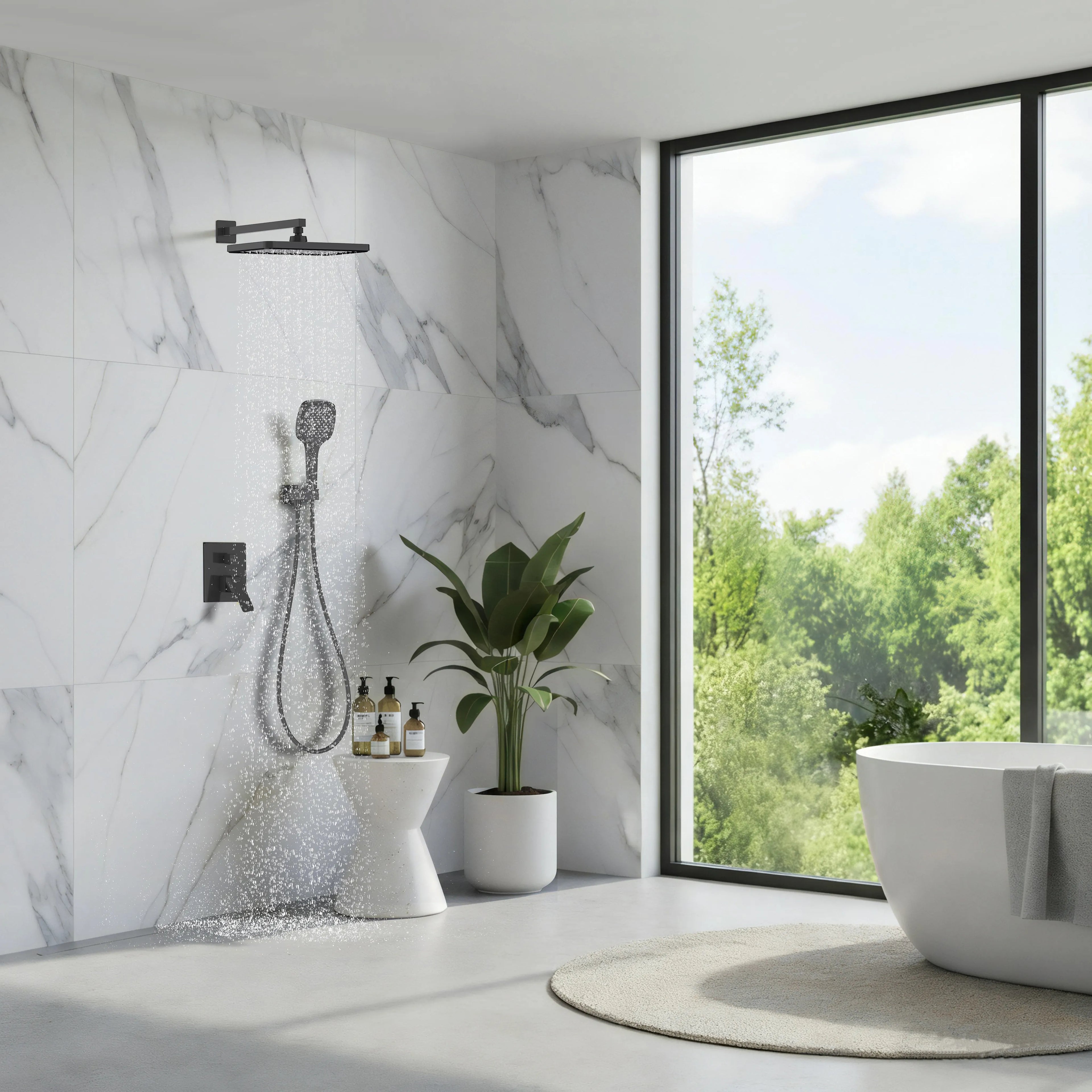 2 Way Wall Concealed Shower System With Brass Mixer & Shower-AB502068
