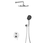 2-Way Wall Concealed Pressure Balance Shower System with Box & Trim Plate Kit – Rain Head & Handheld Shower Set – AB502069 Chrome