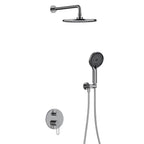 2-Way Wall Concealed Pressure Balance Shower System with Box & Trim Plate Kit – Rain Head & Handheld Shower Set – AB502069 Brushed Gun Metal