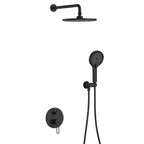 2-Way Wall Concealed Pressure Balance Shower System with Box & Trim Plate Kit – Rain Head & Handheld Shower Set – AB502069 Matte Black