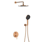 2-Way Wall Concealed Pressure Balance Shower System with Box & Trim Plate Kit – Rain Head & Handheld Shower Set – AB502069 Rose Gold