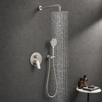 2 Way Concealed Shower System with Rain Shower and Hand Shower – Round Trim Shower Set – AB502076