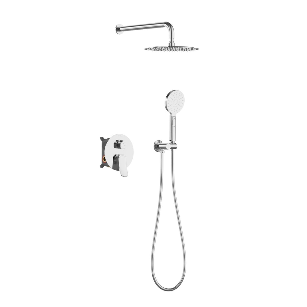 2 Way Concealed Shower System with Rain Shower and Hand Shower – Round Trim Shower Set – AB502076 Chrome
