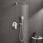 2 Way Concealed Shower System with Rain Shower and Hand Shower – Round Trim Shower Set – AB502076