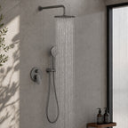 2 Way Concealed Shower System with Rain Shower and Hand Shower – Round Trim Shower Set – AB502076