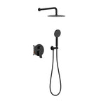 2 Way Concealed Shower System with Rain Shower and Hand Shower – Round Trim Shower Set – AB502076 Matte Black